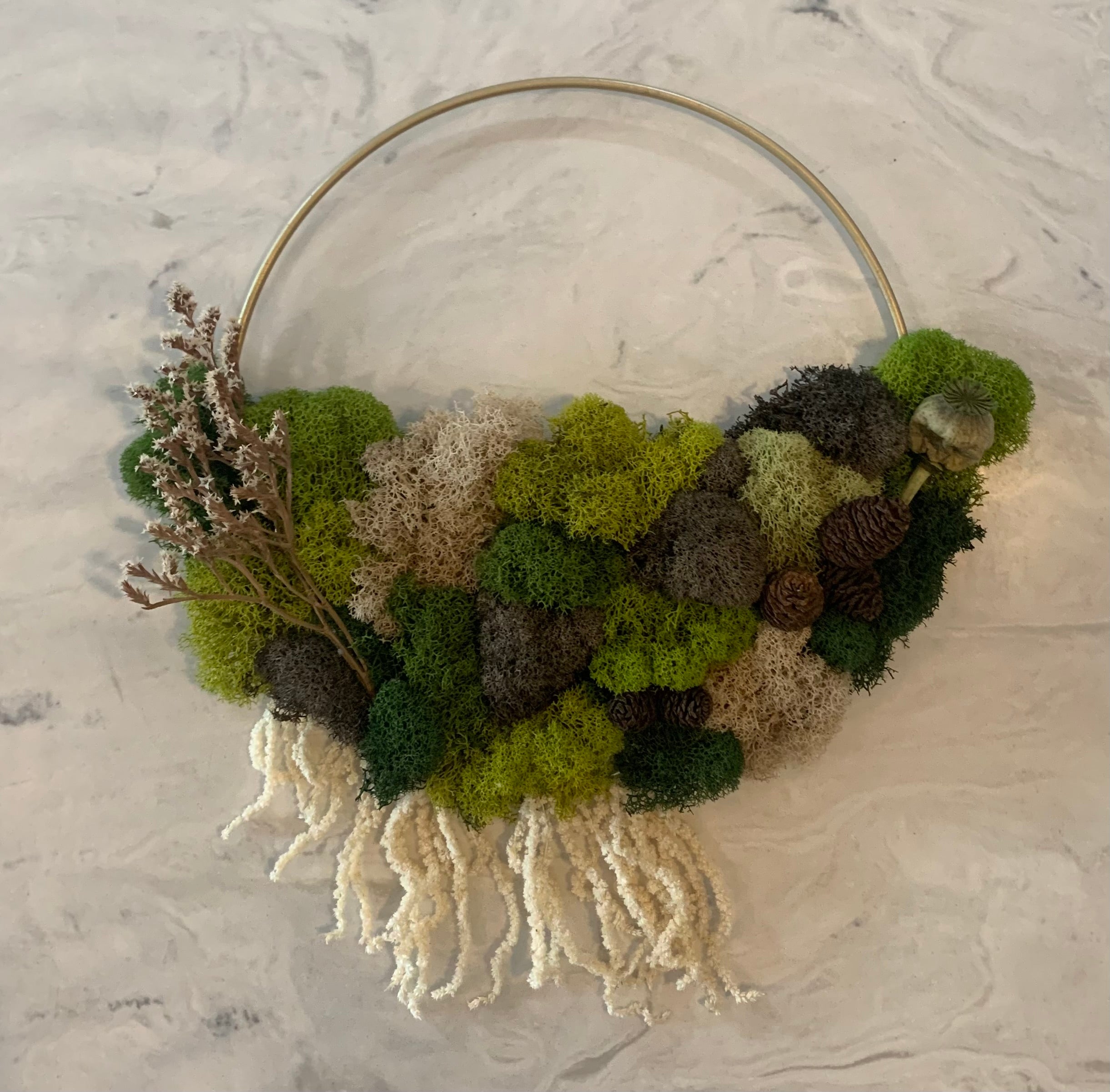 Moss Wreath - Gold Hoop