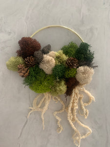 Moss Wreath - Gold Hoop (mini)